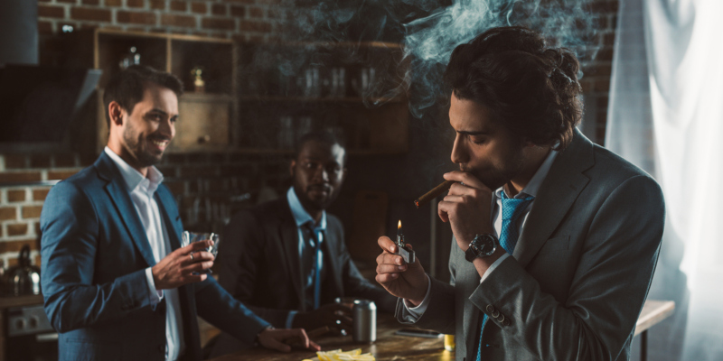 Men Smoking Cigars in Winston-Salem, North Carolina